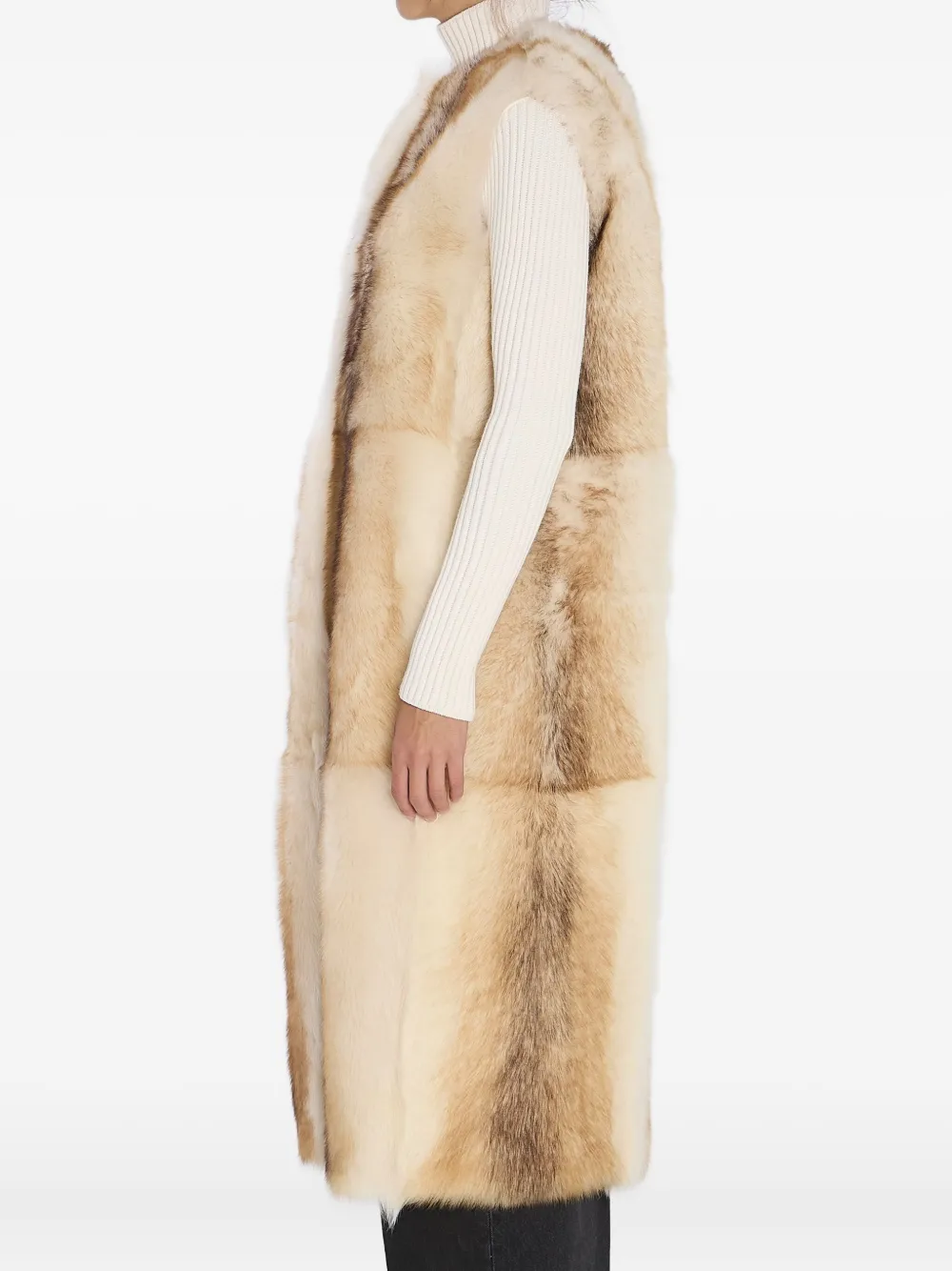 Yves Salomon Long Lamb Fur Vest In Neutral