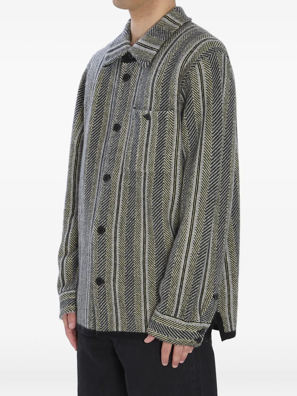 Guest In Residence Herringbone Striped Work Shirt In Multi