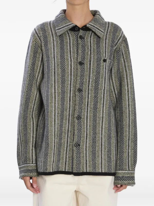 Guest In Residence Herringbone Striped Work Shirt in Grey