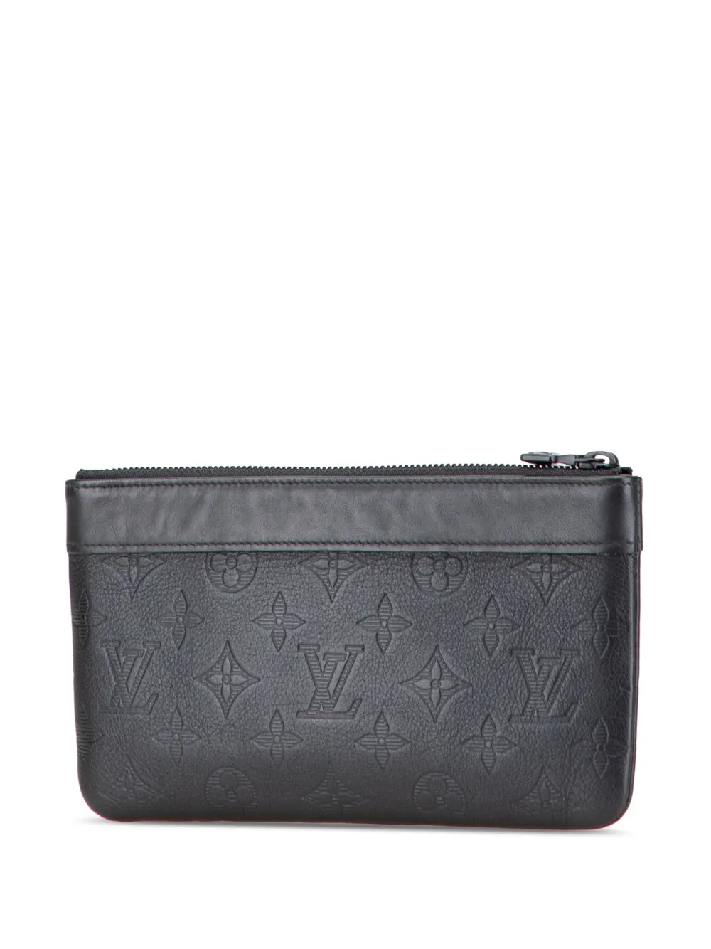 Pre-owned Louis Vuitton 2019 Monogram Shadow Pochette Discovery Pm Clutch Bag In Black
