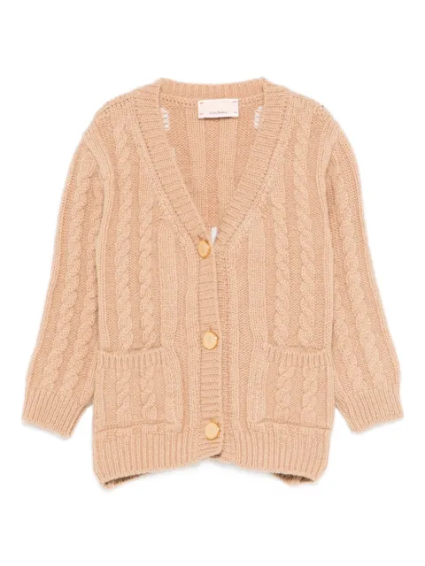Elisabetta Franchi La Mia Bambina cable-knit pocketed cardigan