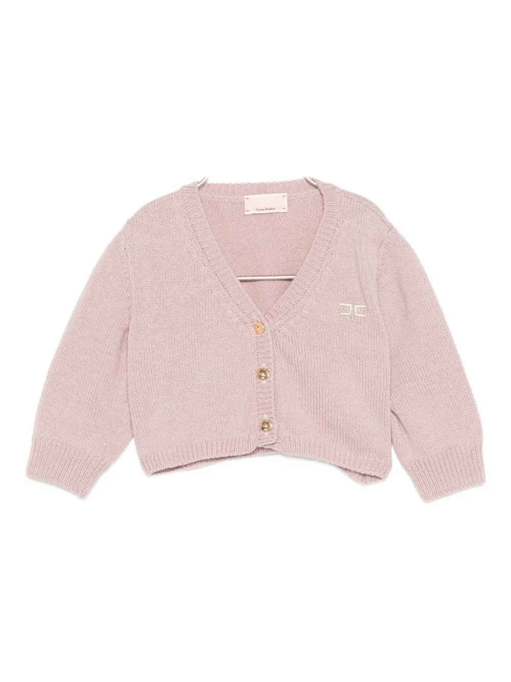 Elisabetta Franchi La Mia Bambina logo-embroidered cardigan - Rosa
