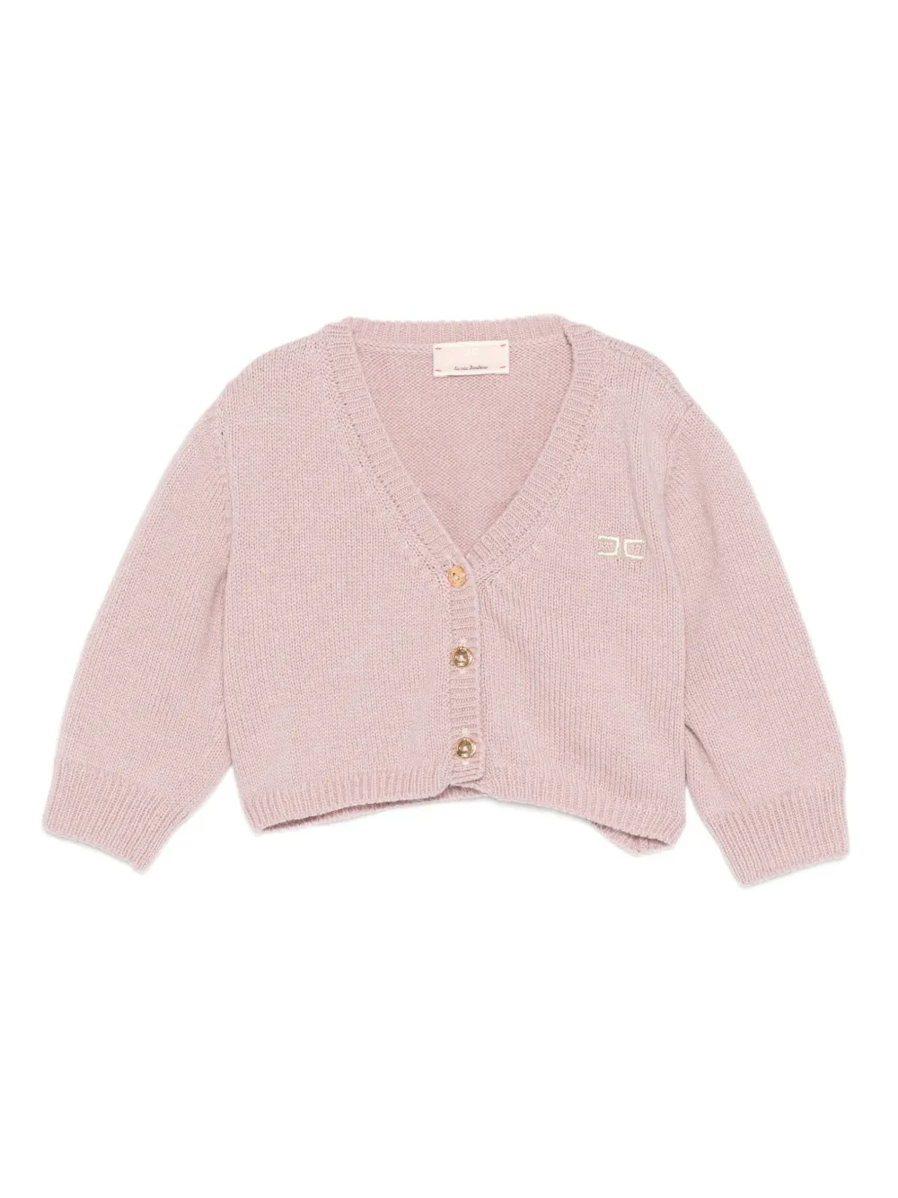 Elisabetta Franchi La Mia Bambina logo-embroidered cardigan - Rosa