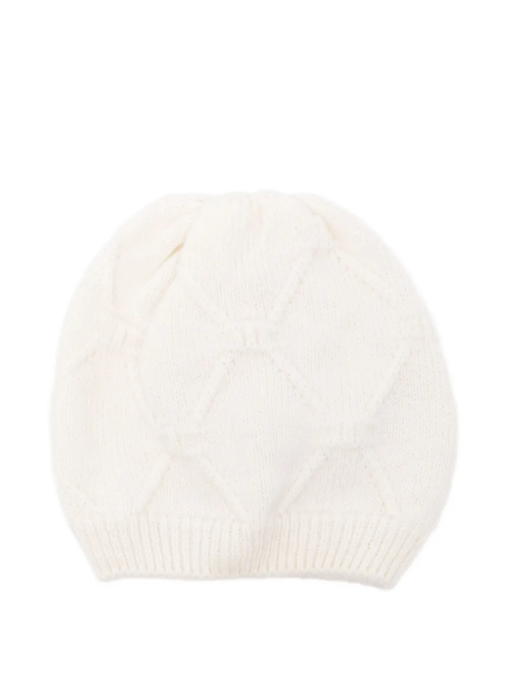 Elisabetta Franchi La Mia Bambina Diamond-knit Beanie In White
