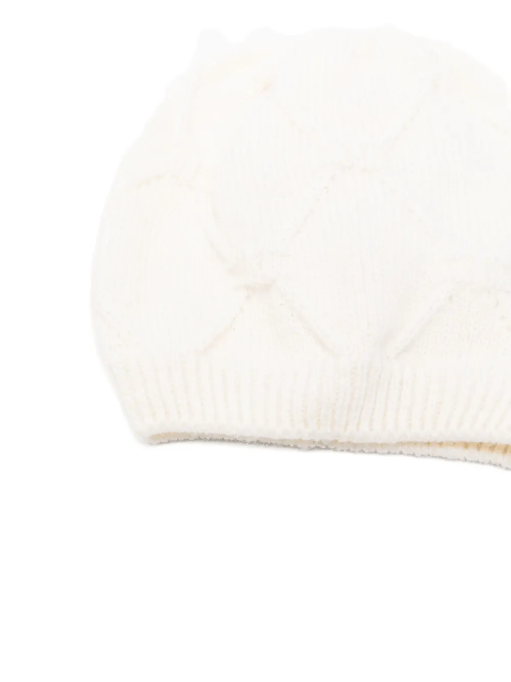 Elisabetta Franchi La Mia Bambina Diamond-knit Beanie In White