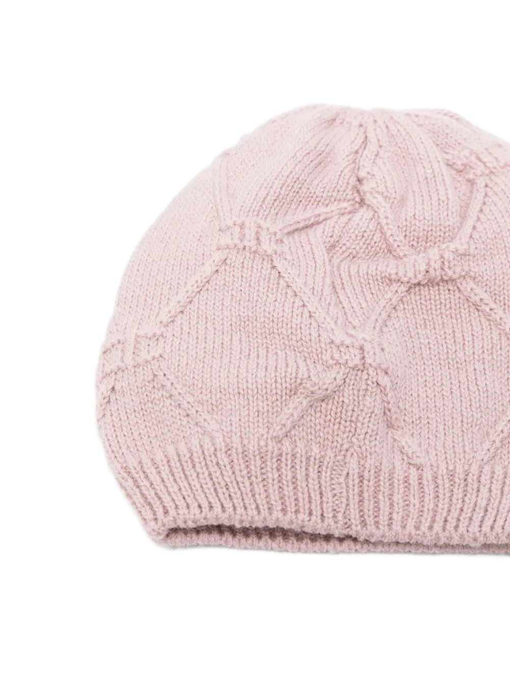 Elisabetta Franchi La Mia Bambina Diamond-knit Beanie In Pink