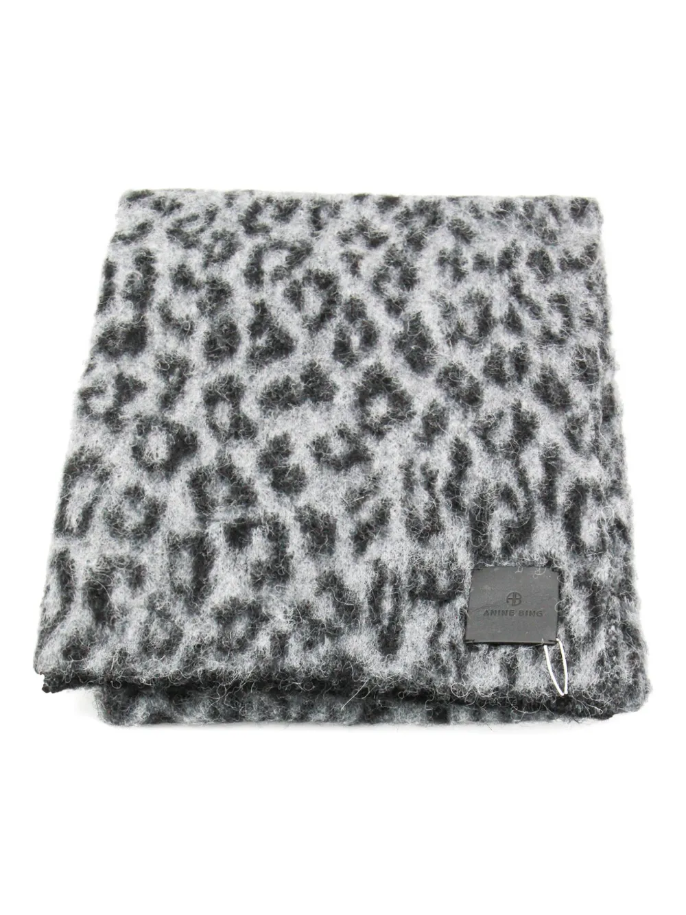Anine Bing Leopard-print Scarf In Gray