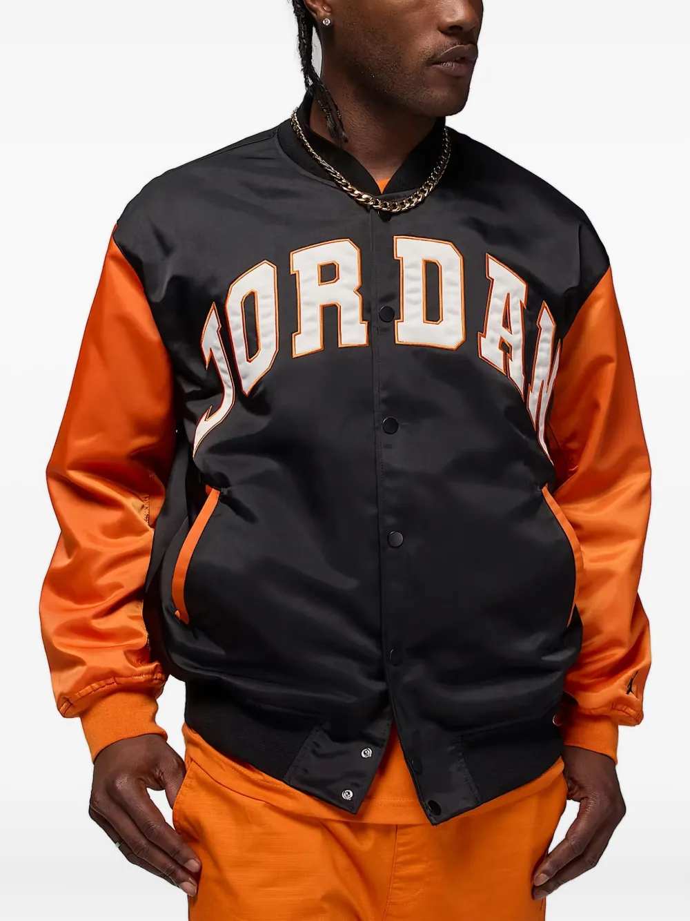 Jordan Logo-lettering Bomber Jacket In Black
