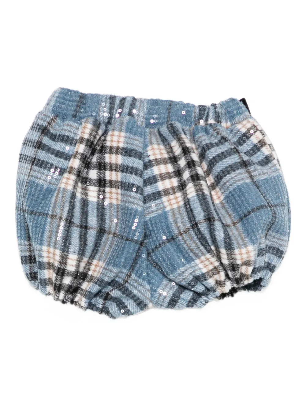 Alapage Bow-detail Check-print Shorts In Blue