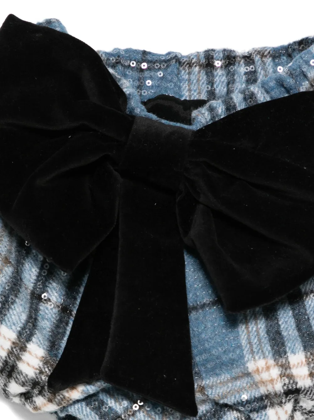 Alapage Bow-detail Check-print Shorts In Blue