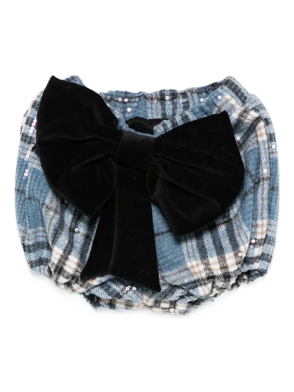 Alapage Bow-detail Check-print Shorts In Blue