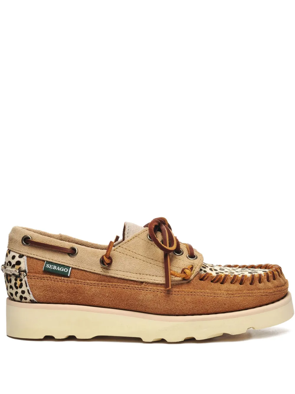 Sebago Mocassins met dierenprint en kant Bruin