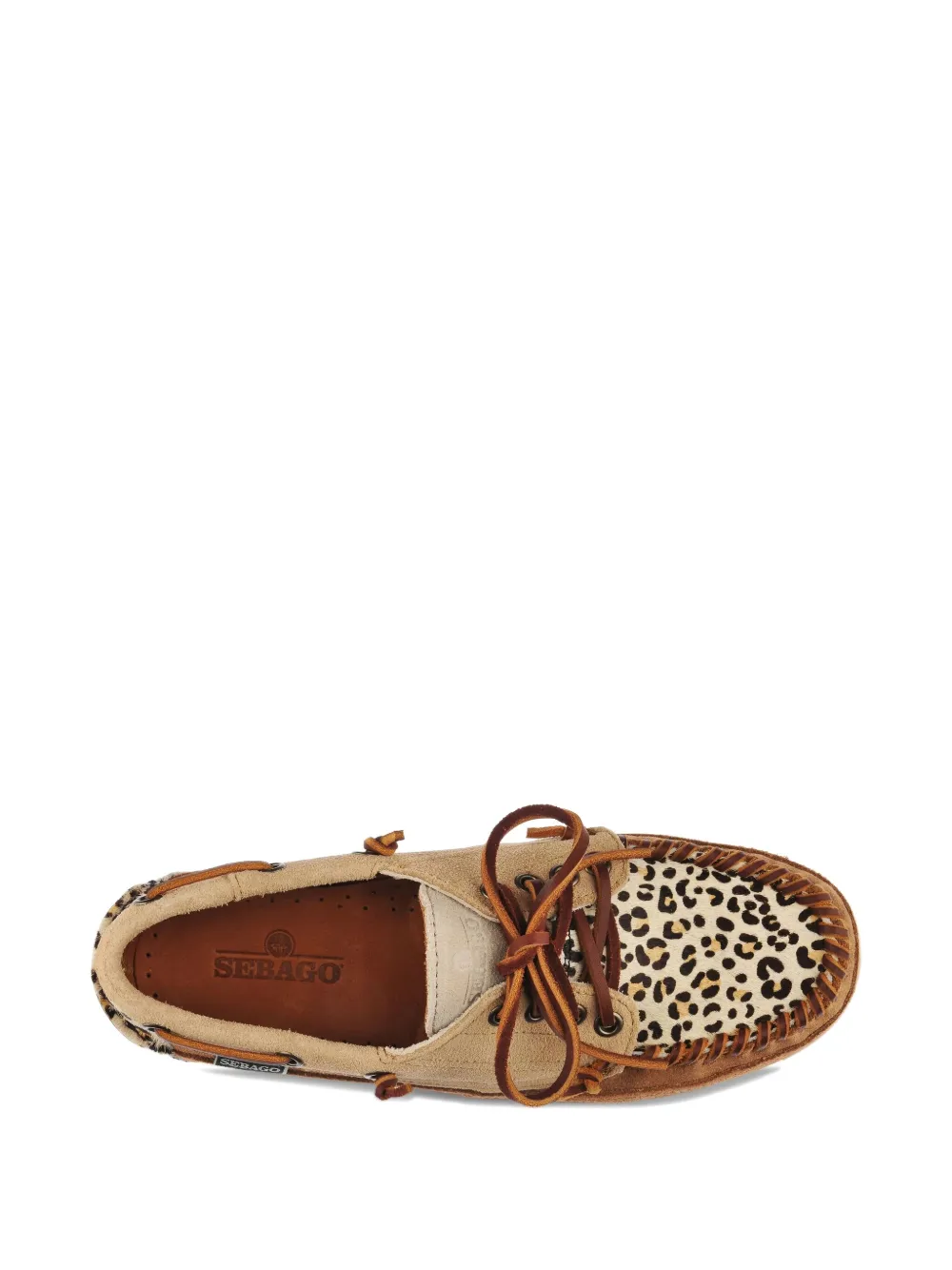 Sebago Mocassins met dierenprint en kant Bruin
