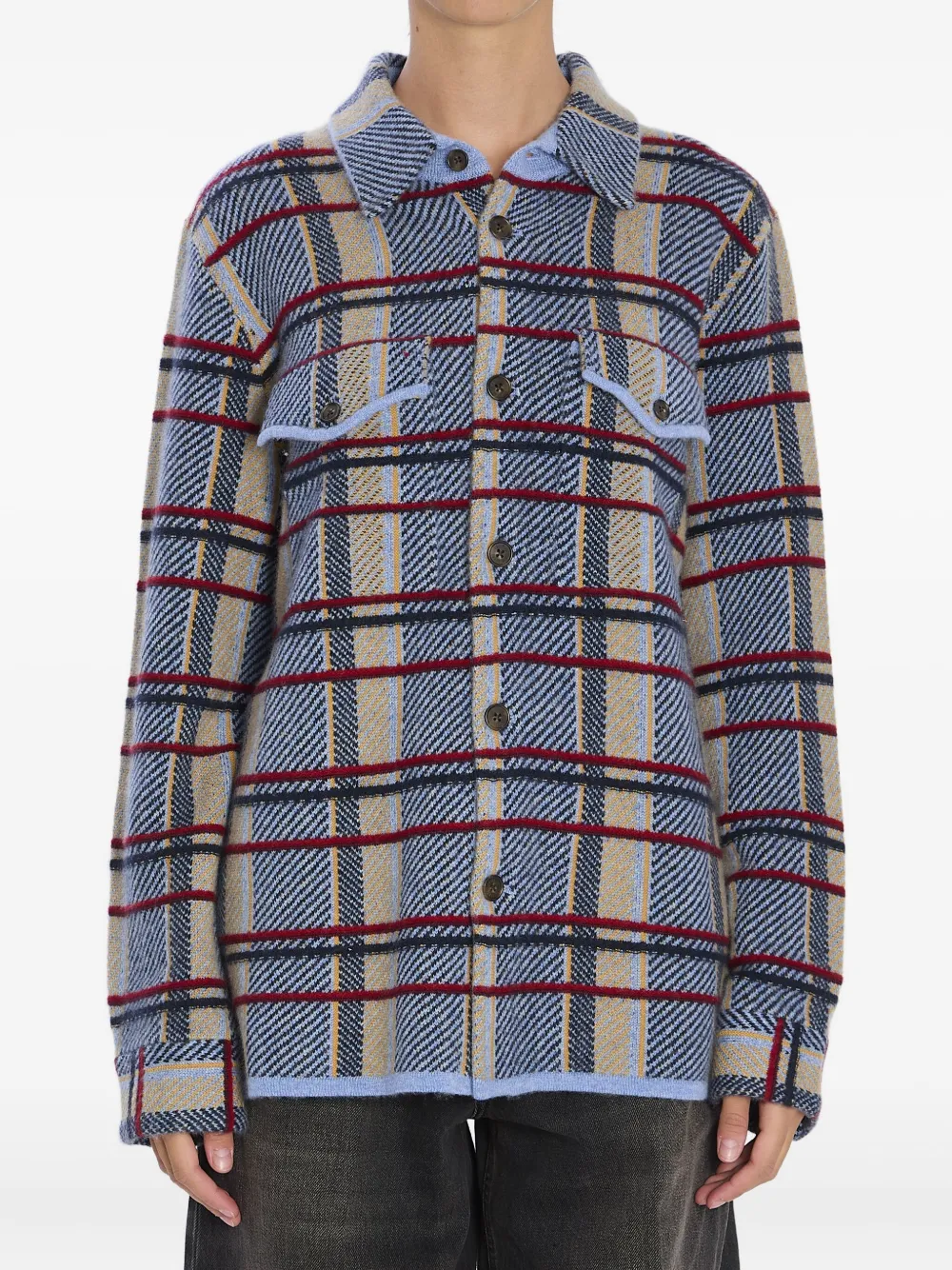 Guest In Residence Plaid Work Shirt Heather Blue Combo In Blue