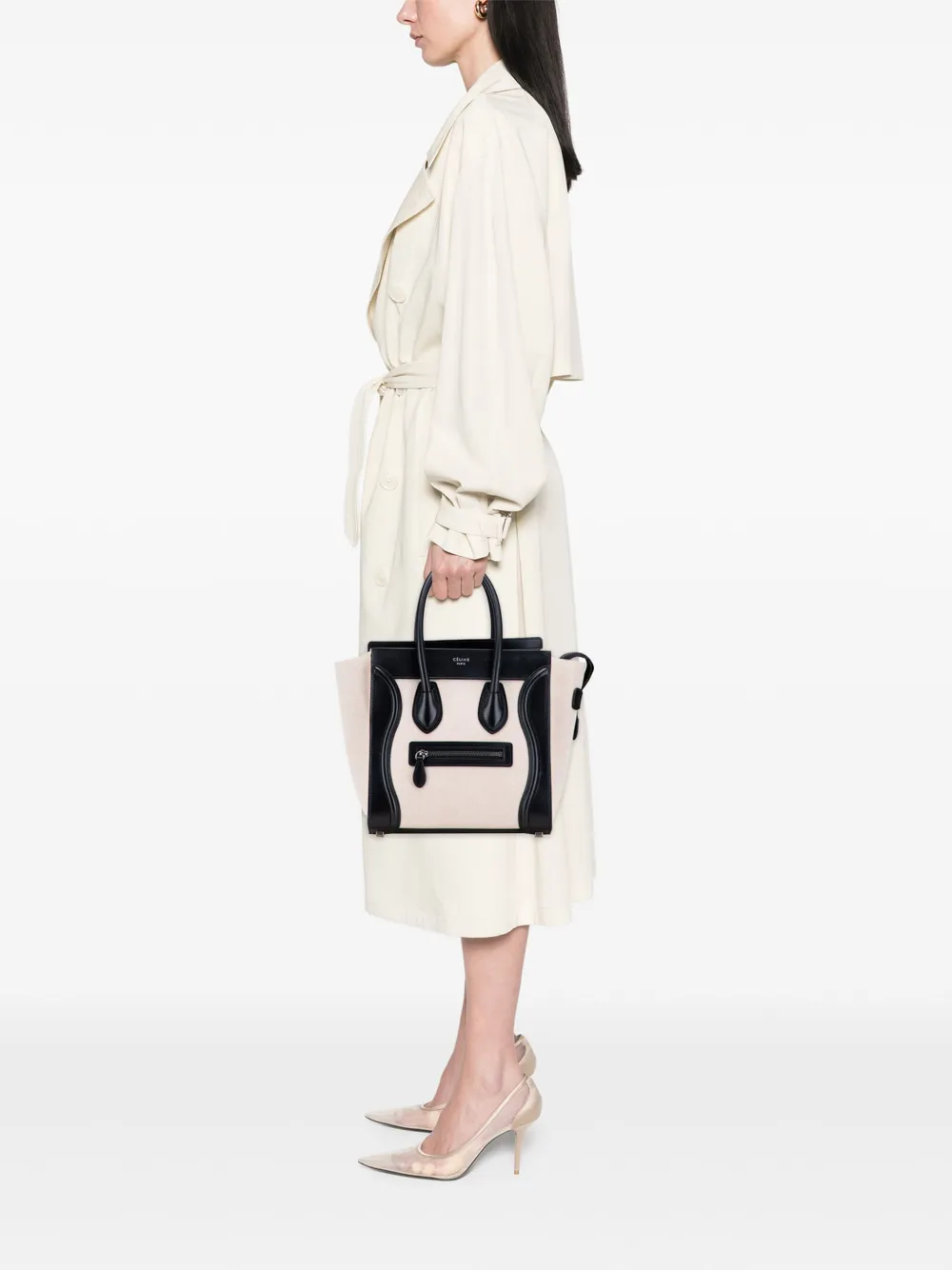 Celine Pre-Owned 2016 Micro Bicolor Leather Trimmed Canvas Luggage tote bag | Pre-Owned | Image 2