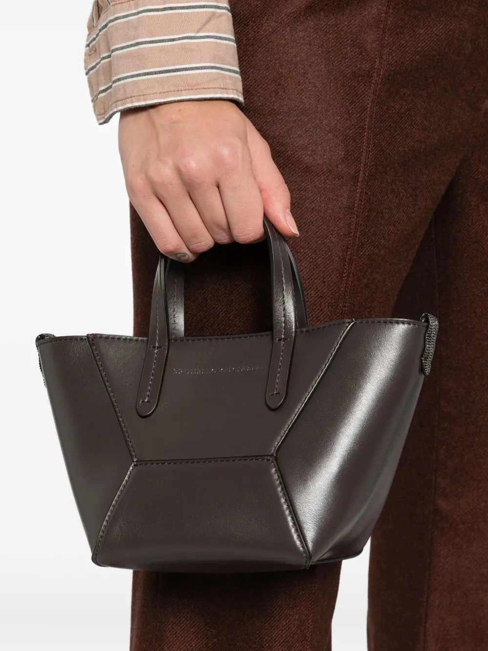 Brunello Cucinelli Mini Bc Duo Tote Bag In Brown