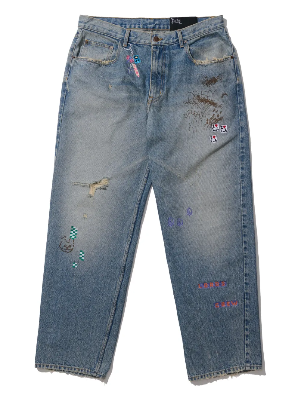 Paly distressed Paly trousers - ブルー Paly distressed Paly trousers - ブルー