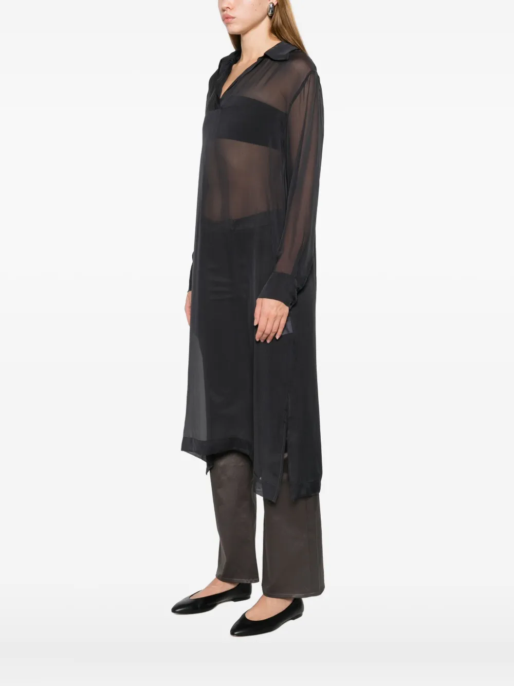 Paloma Wool Top met gespreide kraag en V-hals Grijs