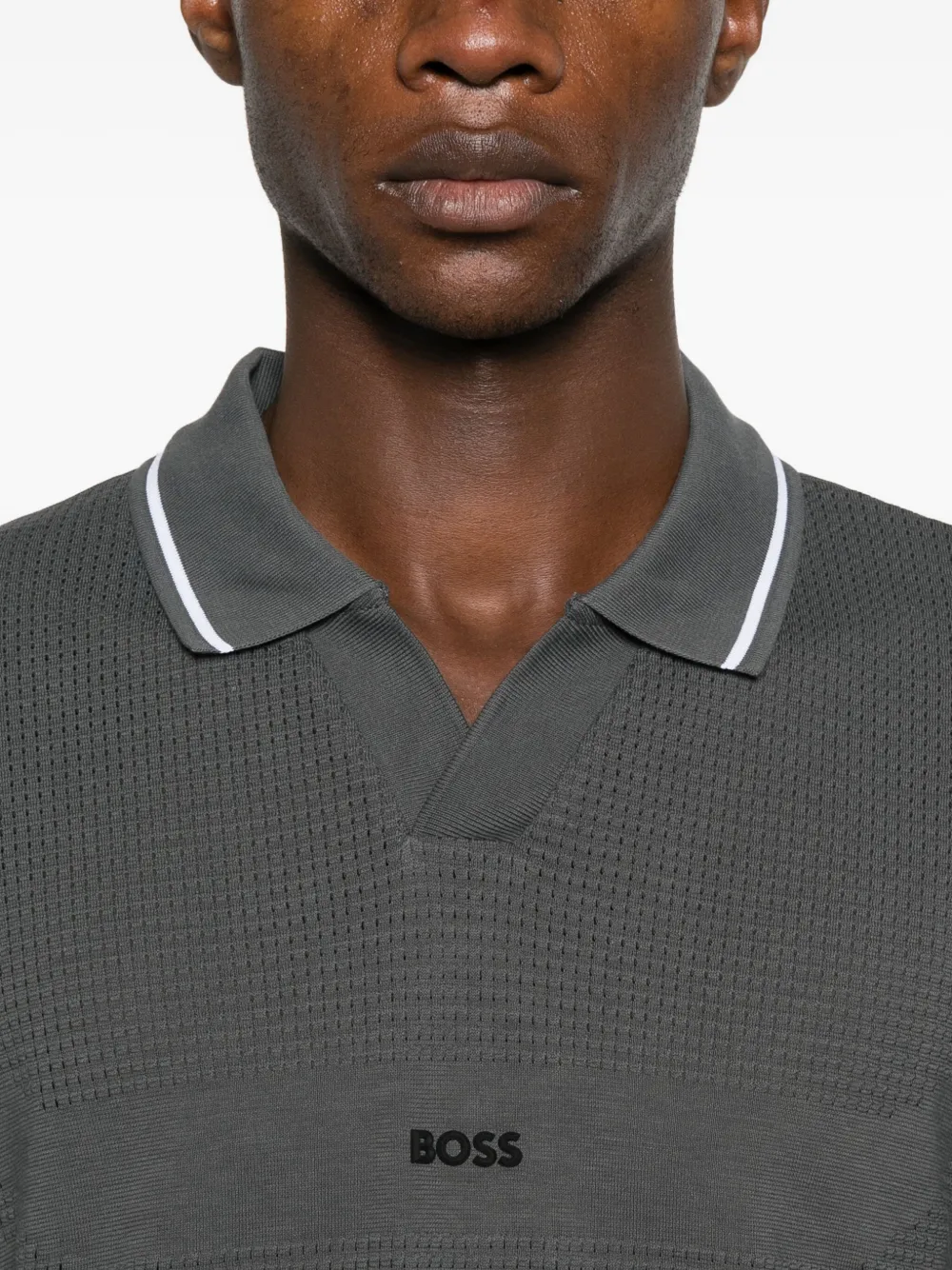 BOSS Poloshirt met jacquard Grijs