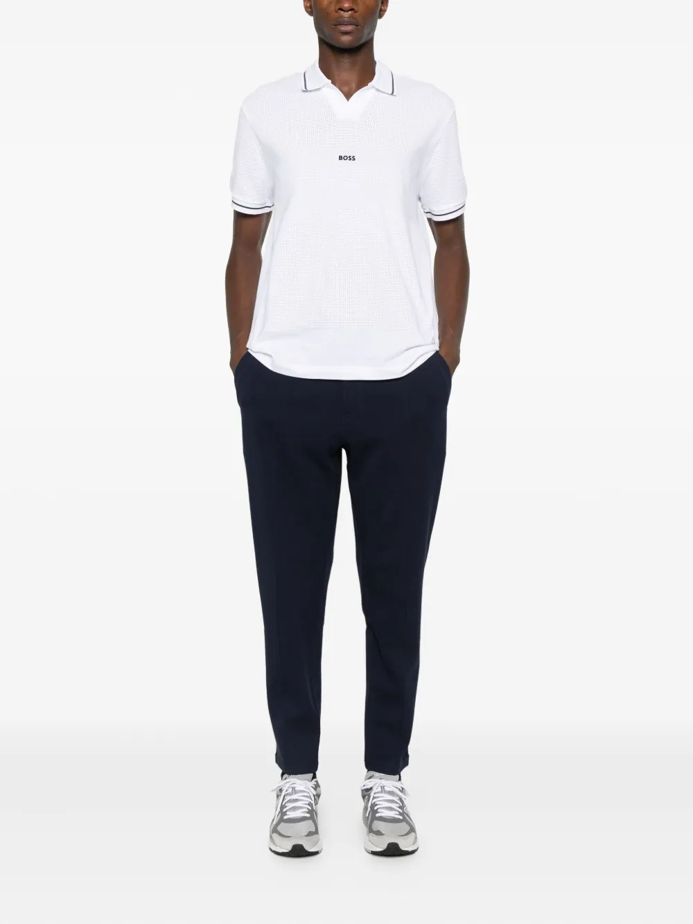 Hugo Boss Jacquard Polo Shirt In White