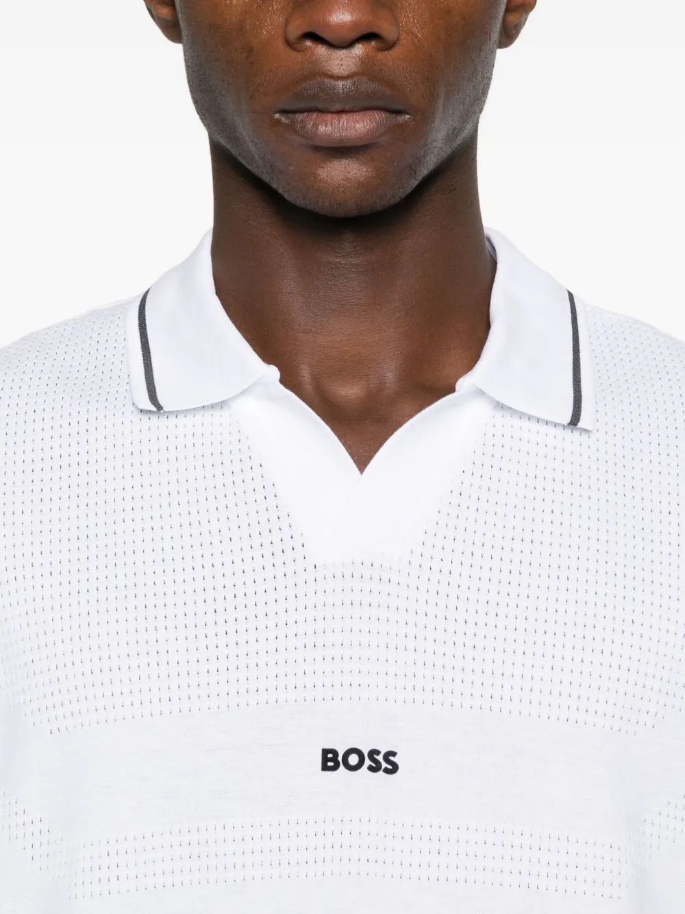 Hugo Boss Jacquard Polo Shirt In White