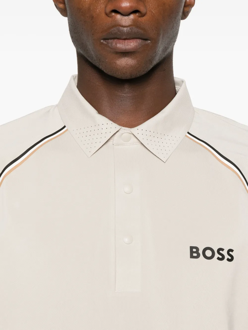 Hugo Boss Logo-detail Polo Shirt In Neutral