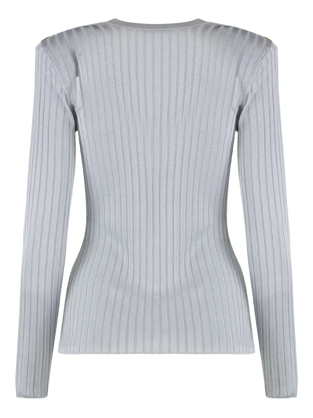 Elisabetta Franchi ribbed padded-shoulders top - Grijs