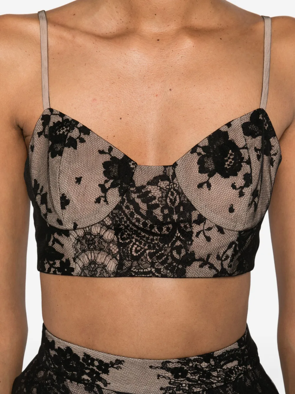 Quetsche Lace Corset In Brown