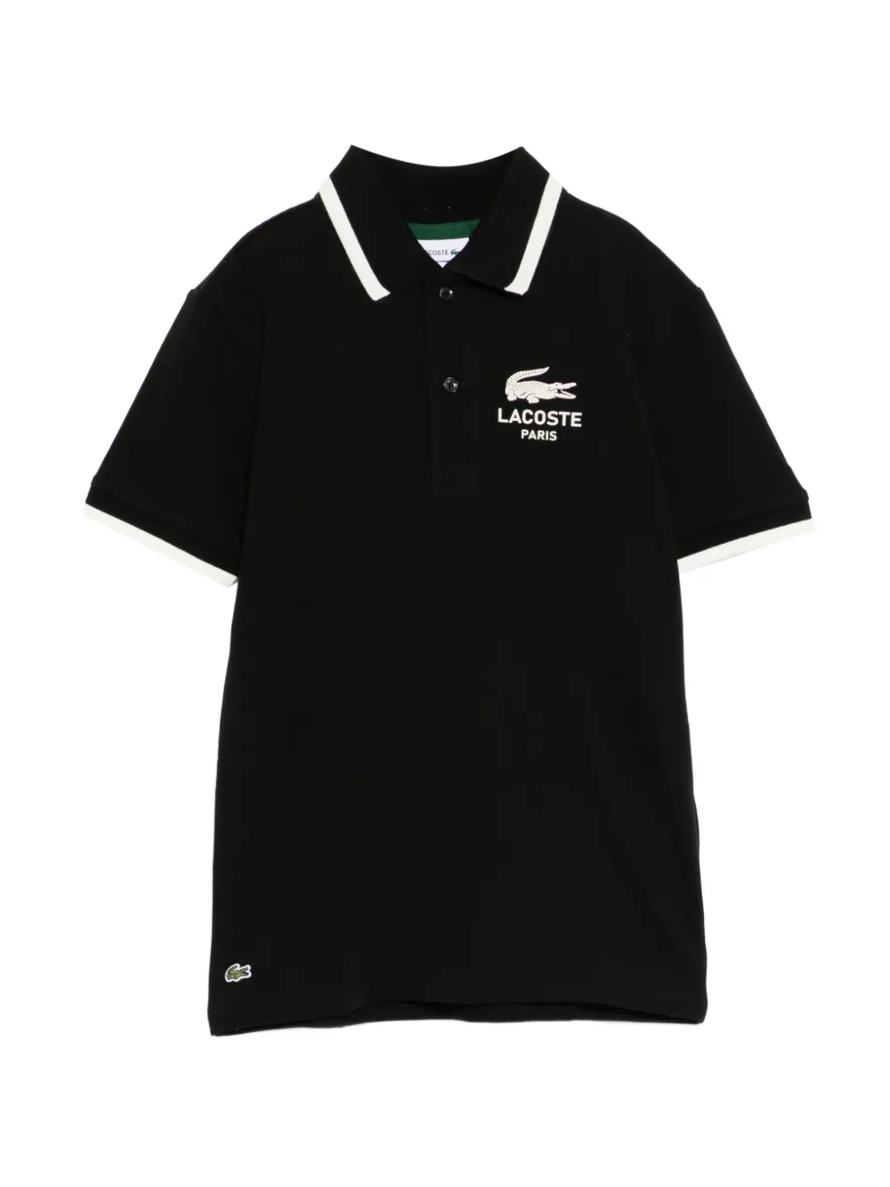 Lacoste stripe-collar piqué polo shirt - Nero