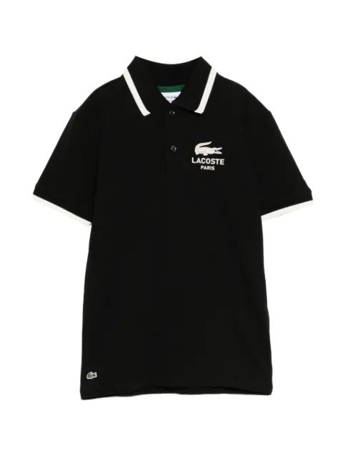 Lacoste stripe-collar piqué polo shirt