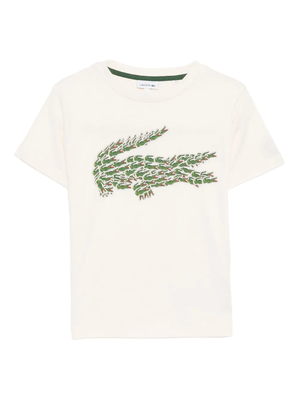 Lacoste Katoenen T-shirt met krokodillen-print Beige