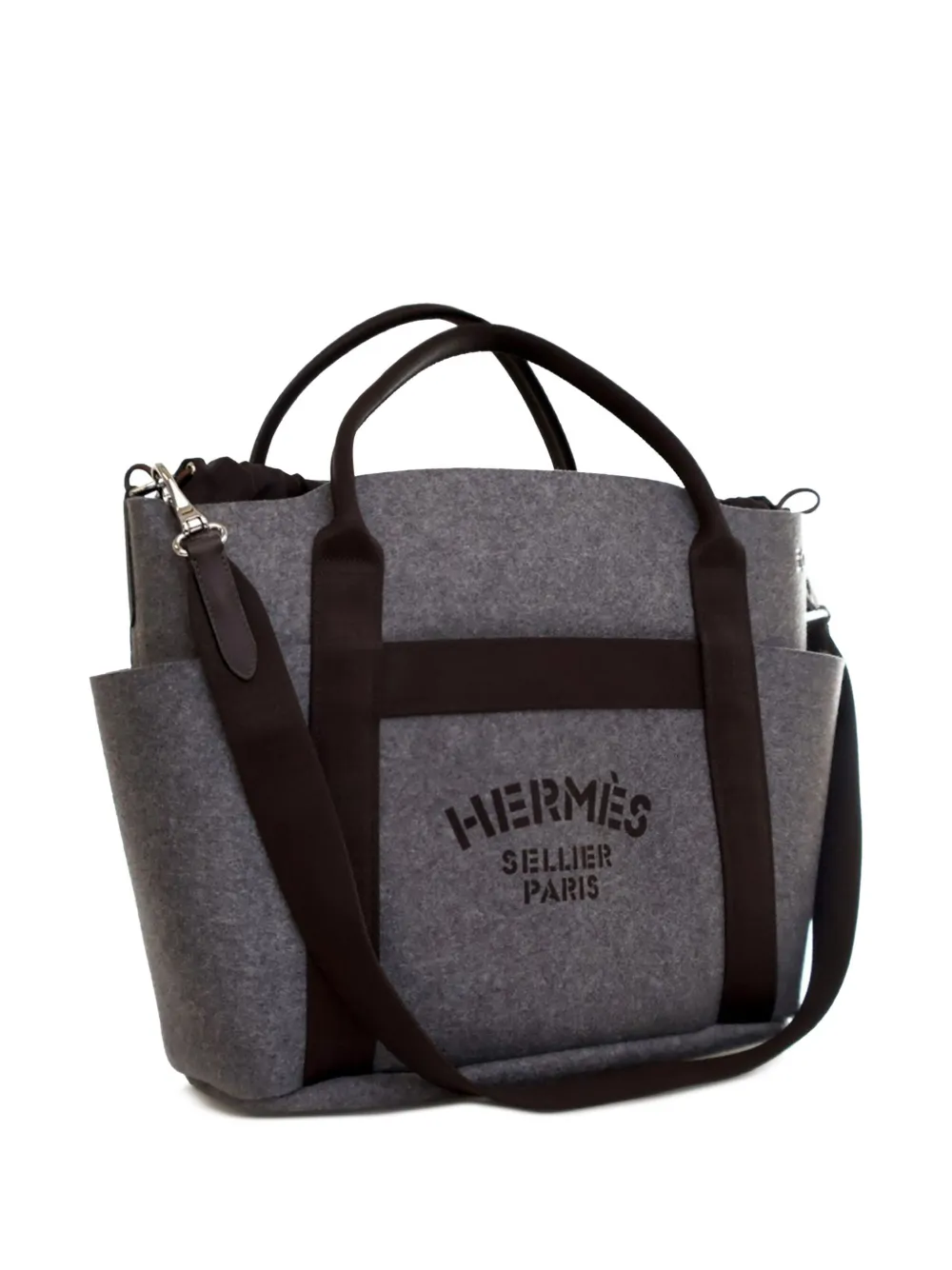 Pre-owned Hermes 2023 Feutre Sac De Pansage Groom Bag Satchel In Brown