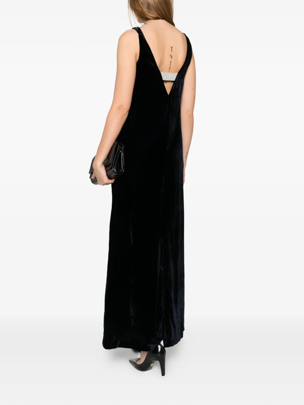 Peserico Mouwloze maxi-jurk - Zwart