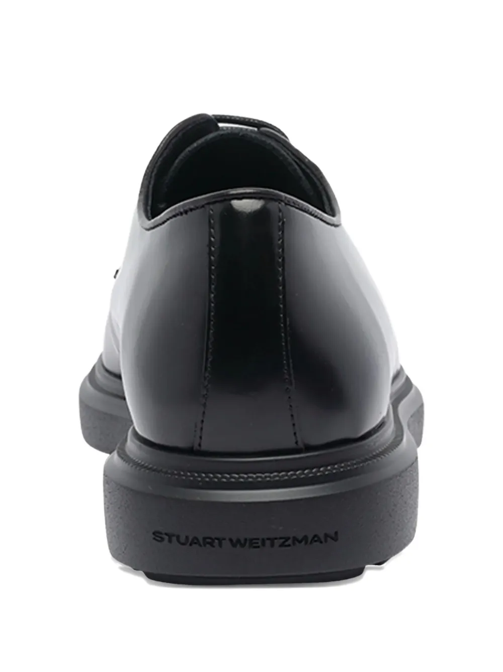 Stuart Weitzman Round Toe Lace-up Leather Brogues In Black
