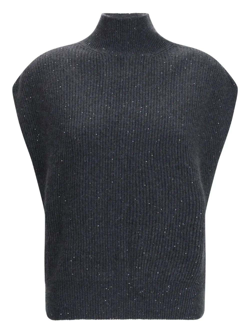 Fabiana Filippi Sleeveless Wool Sweater With Sequins In Black