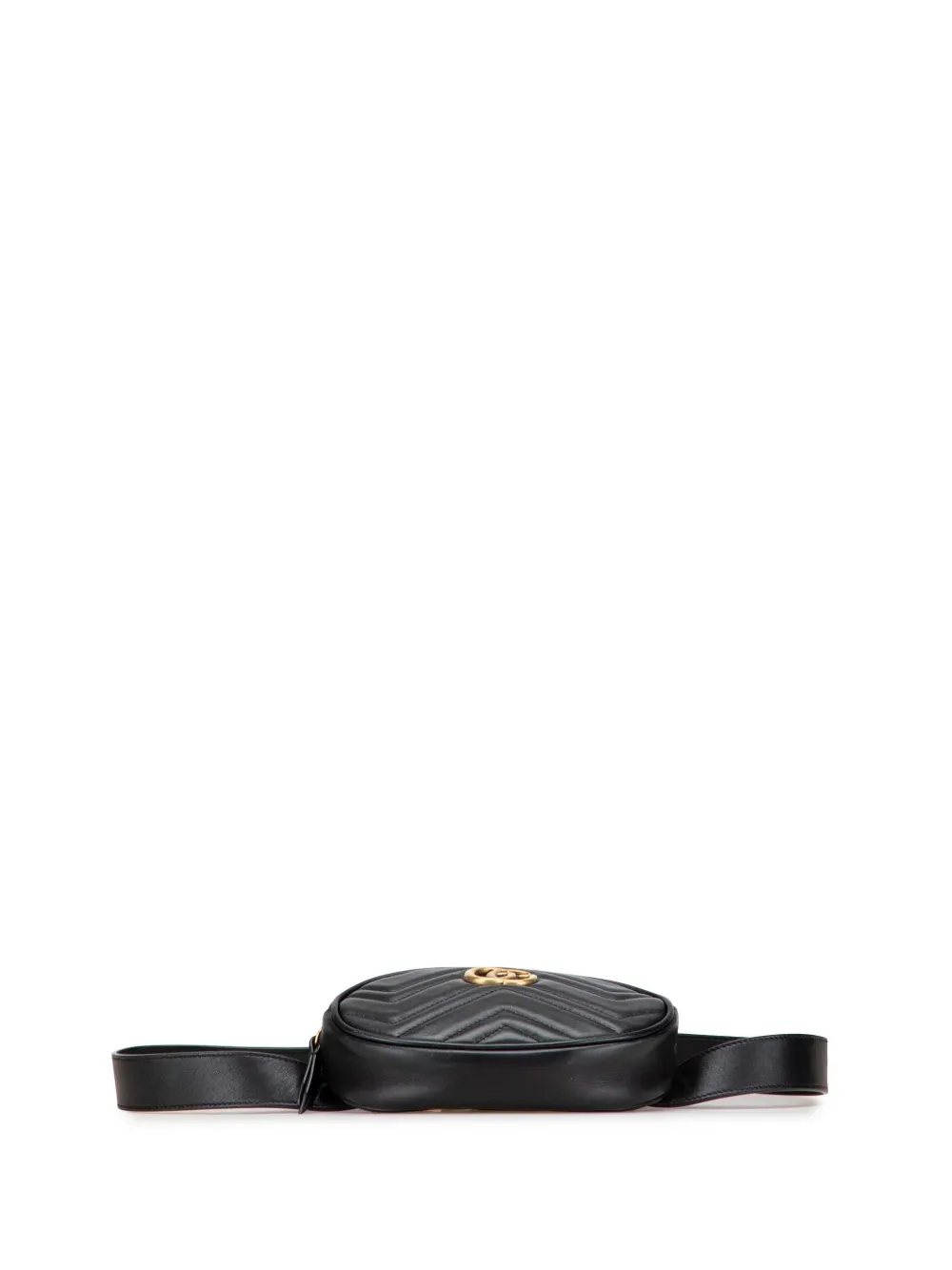 Pre-owned Gucci 2016-2025 Gg Marmont Matelasse Leather Belt Bag In Black