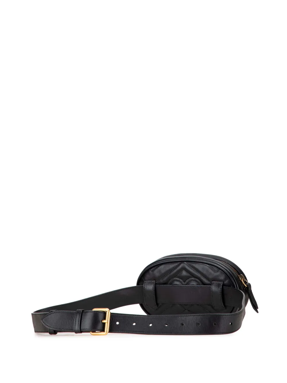 Pre-owned Gucci 2016-2025 Gg Marmont Matelasse Leather Belt Bag In Black