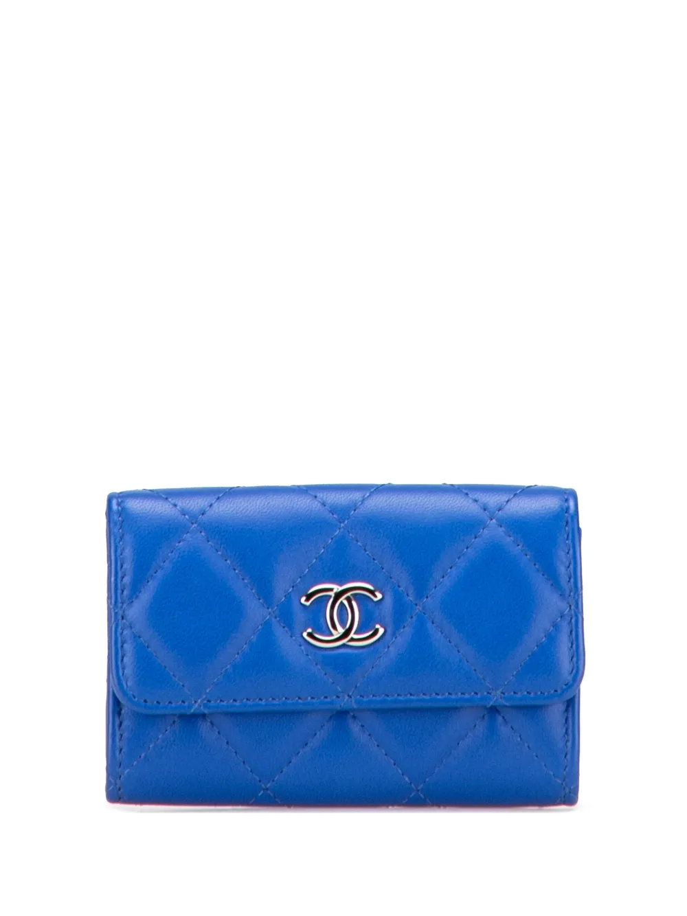CHANEL Pre-Owned 2019 CC Quilted Lambskin Flap card holder - ブルー CHANEL Pre-Owned 2019 CC Quilted Lambskin Flap card holder - ブルー