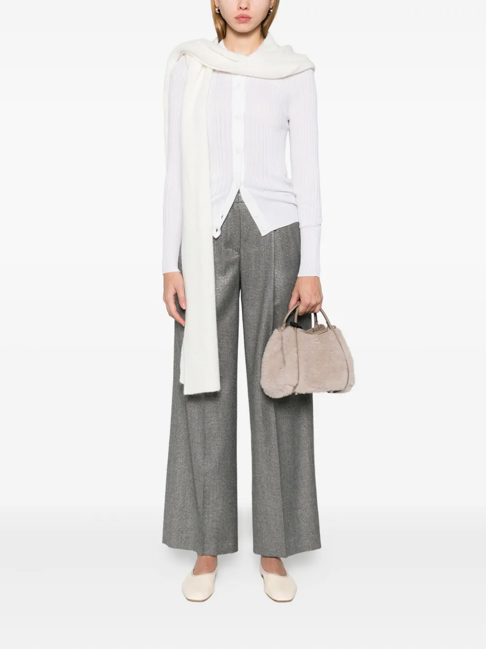 Peserico Geribbeld vest Wit