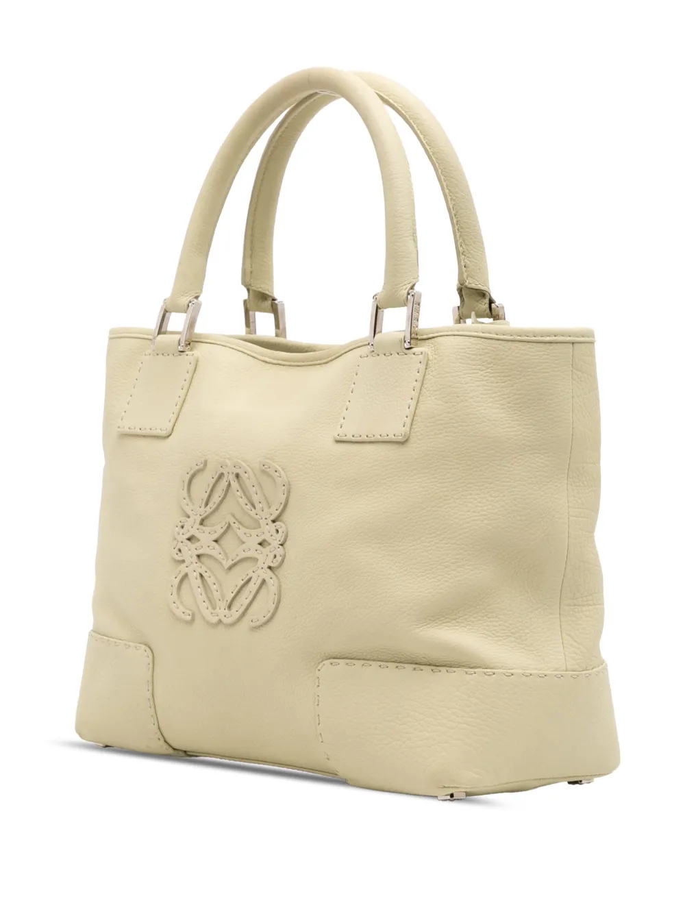 Pre-owned Loewe 2005 Leather Fusta 30 Tote Bag In White