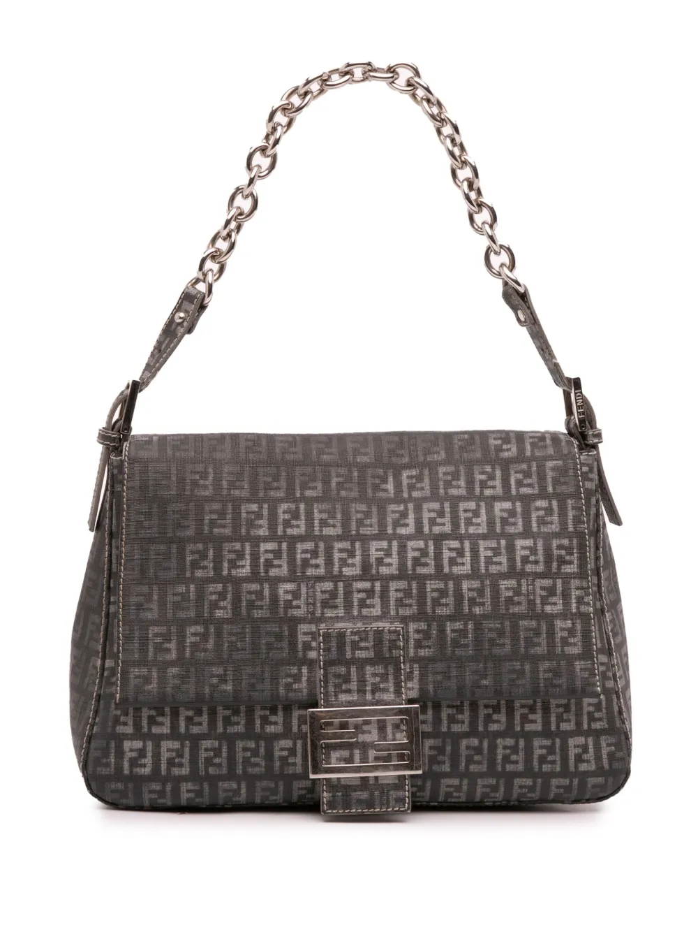 Fendi Pre-Owned 2010-2025 ズッキーノ スパルマティ チェーン マンマ フォーエバー ショルダーバッグ - グレー Fendi Pre-Owned 2010-2025 ズッキーノ スパルマティ チェーン マンマ フォーエバー ショルダーバッグ - グレー