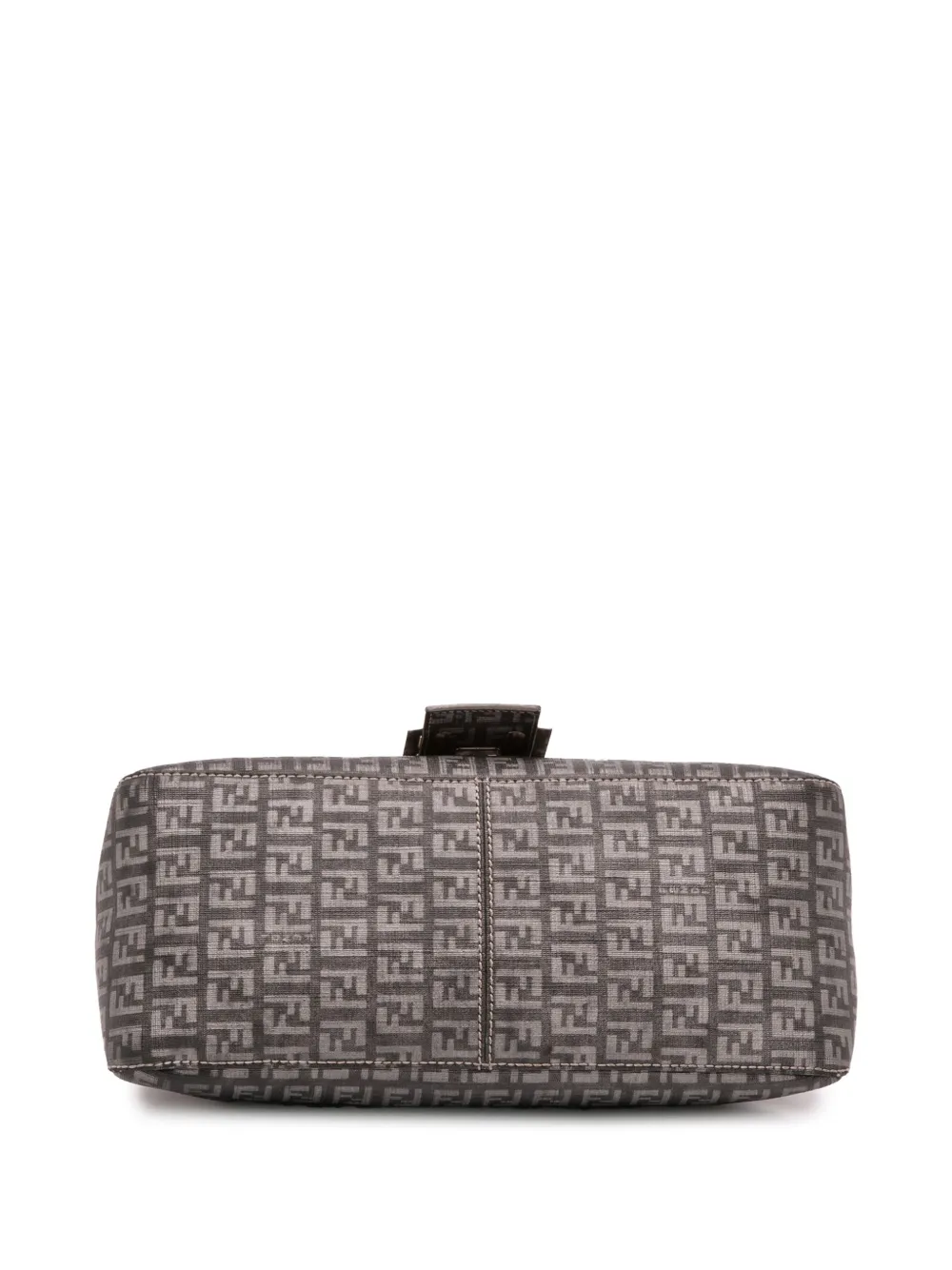 Pre-owned Fendi 2010-2025 Zucchino Spalmati Chain Mamma Forever Shoulder Bag In Gray