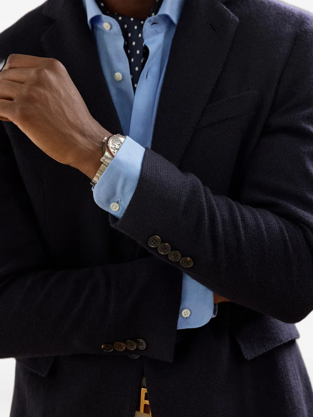 Ralph Lauren Hadley Open-weave Single-breasted Blazer In Blue