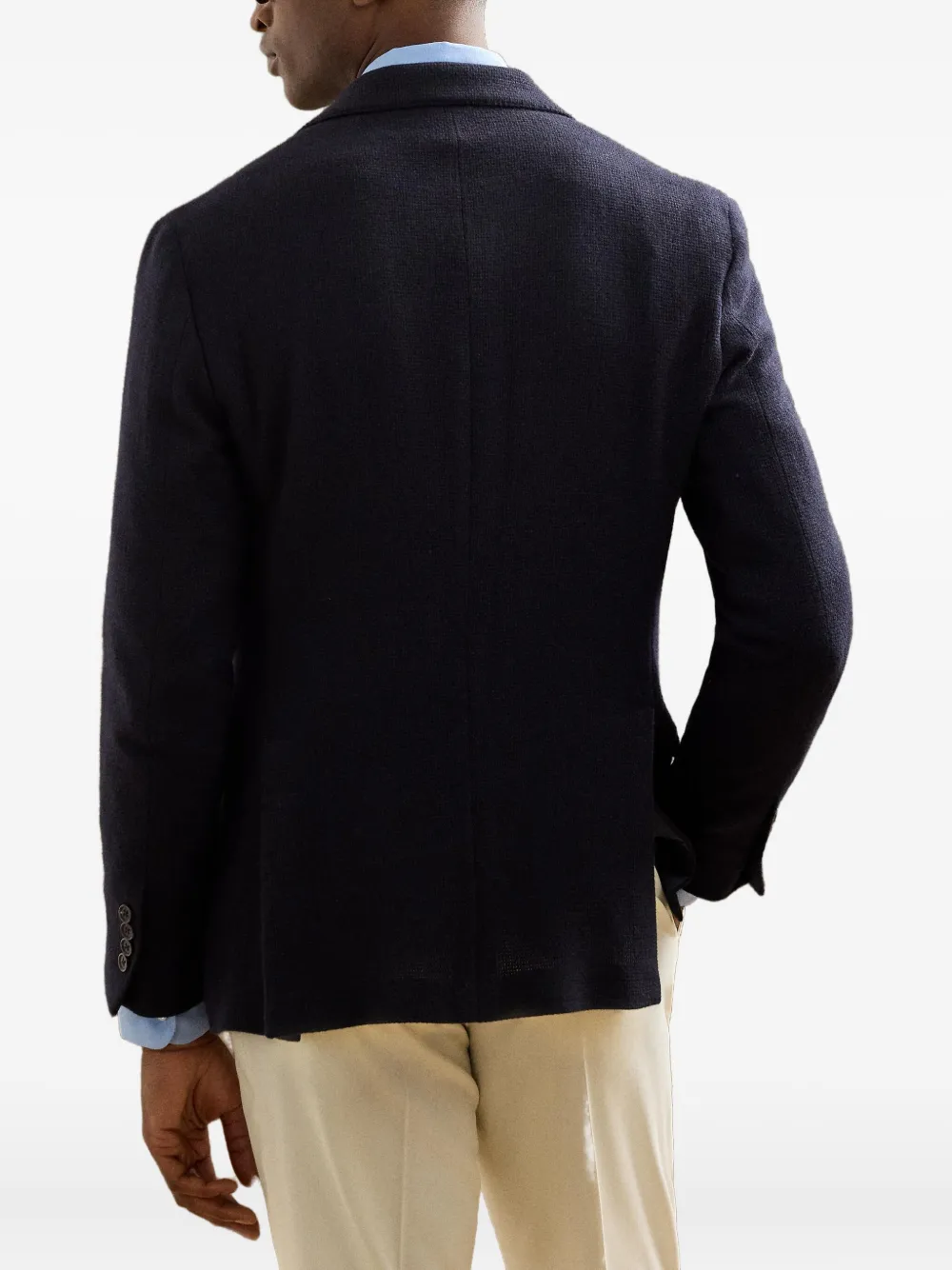 Ralph Lauren Hadley Open-weave Single-breasted Blazer In Blue
