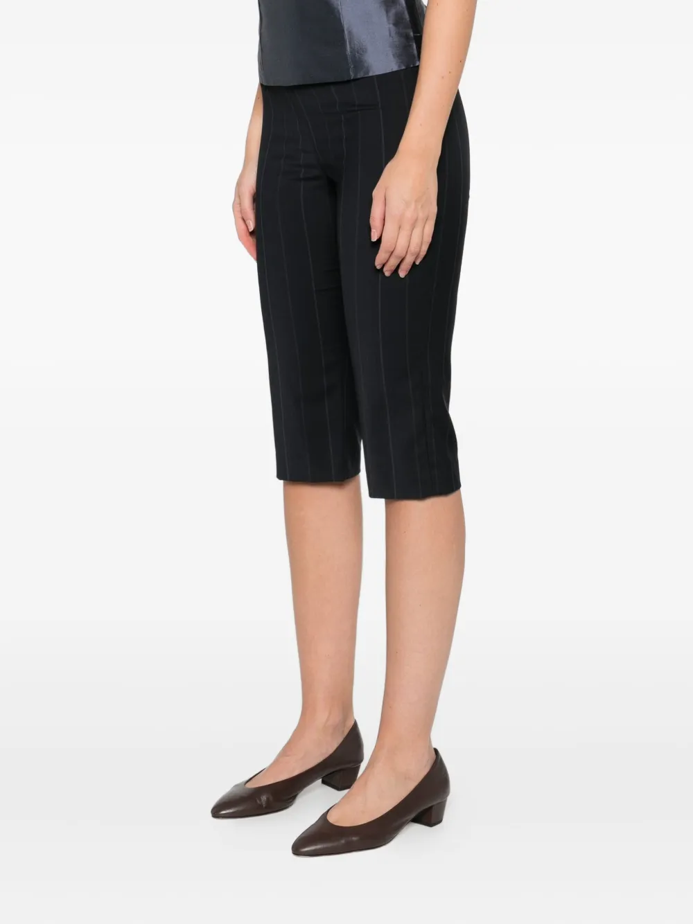 Paloma Wool Striped Cropped Trousers In Black