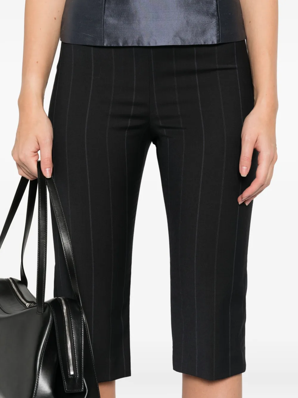 Paloma Wool Striped Cropped Trousers In Black