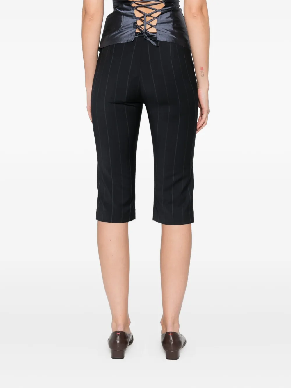 Paloma Wool Striped Cropped Trousers In Black