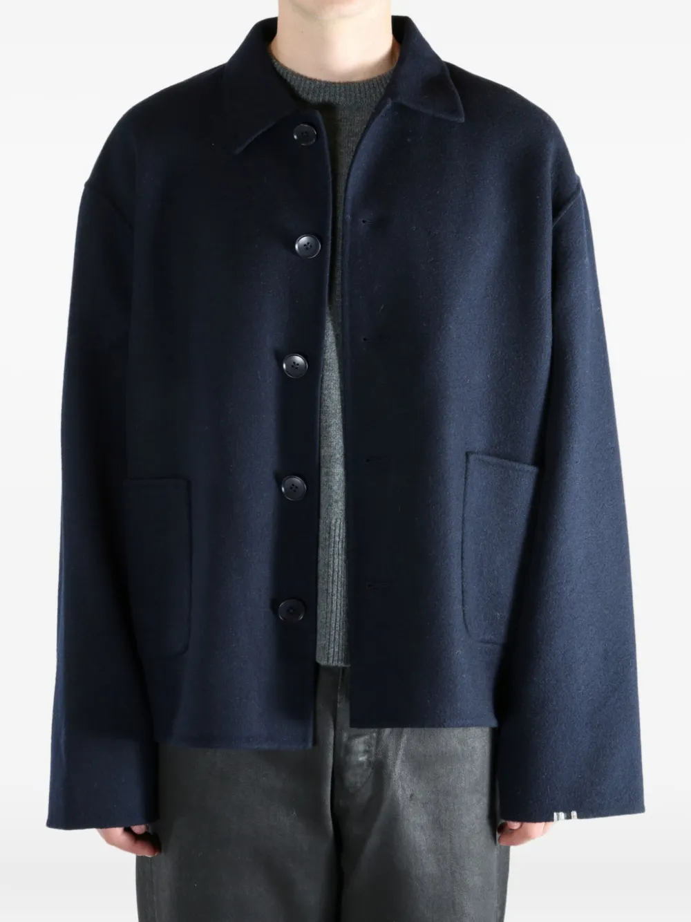 Extreme Cashmere Button-up Felted Jacket In Blue