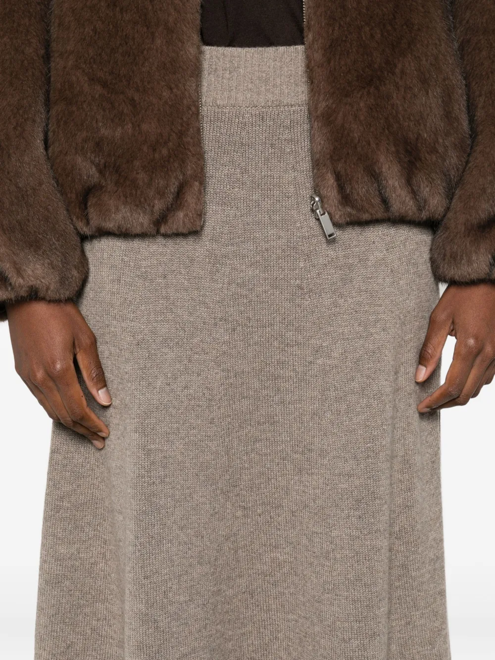 Agnona Fine-knit Skirt In Gray