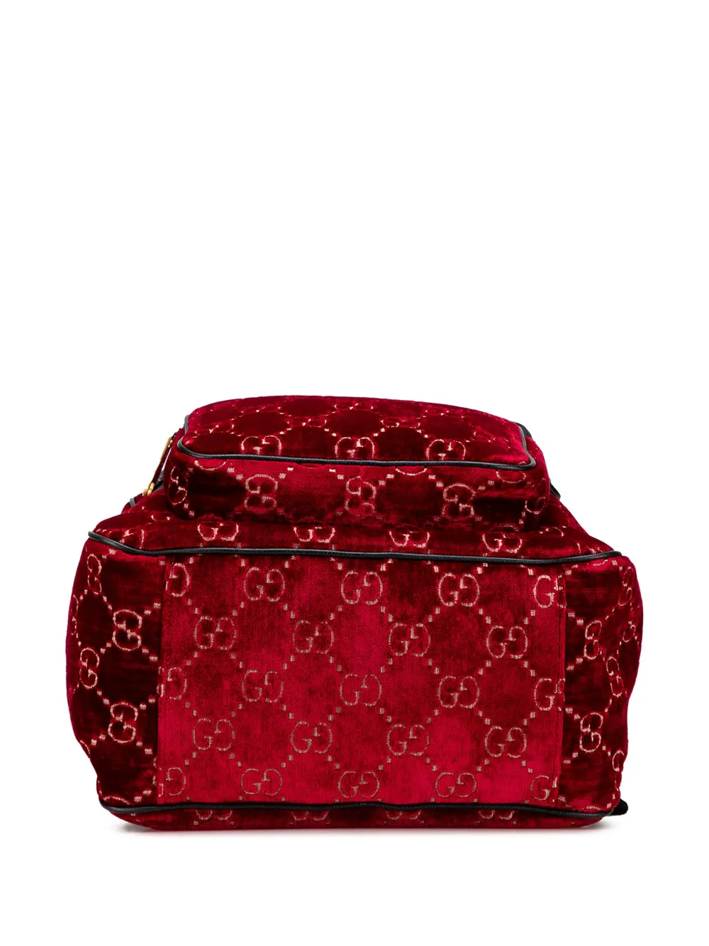 Pre-owned Gucci 2016-2025 Gg Velvet Double Buckle Backpack In Black